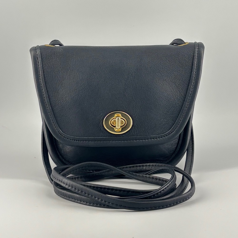 Vintage Coach Everett Mini Crossbody | Navy Glove-Tanned Leather Turnlock
